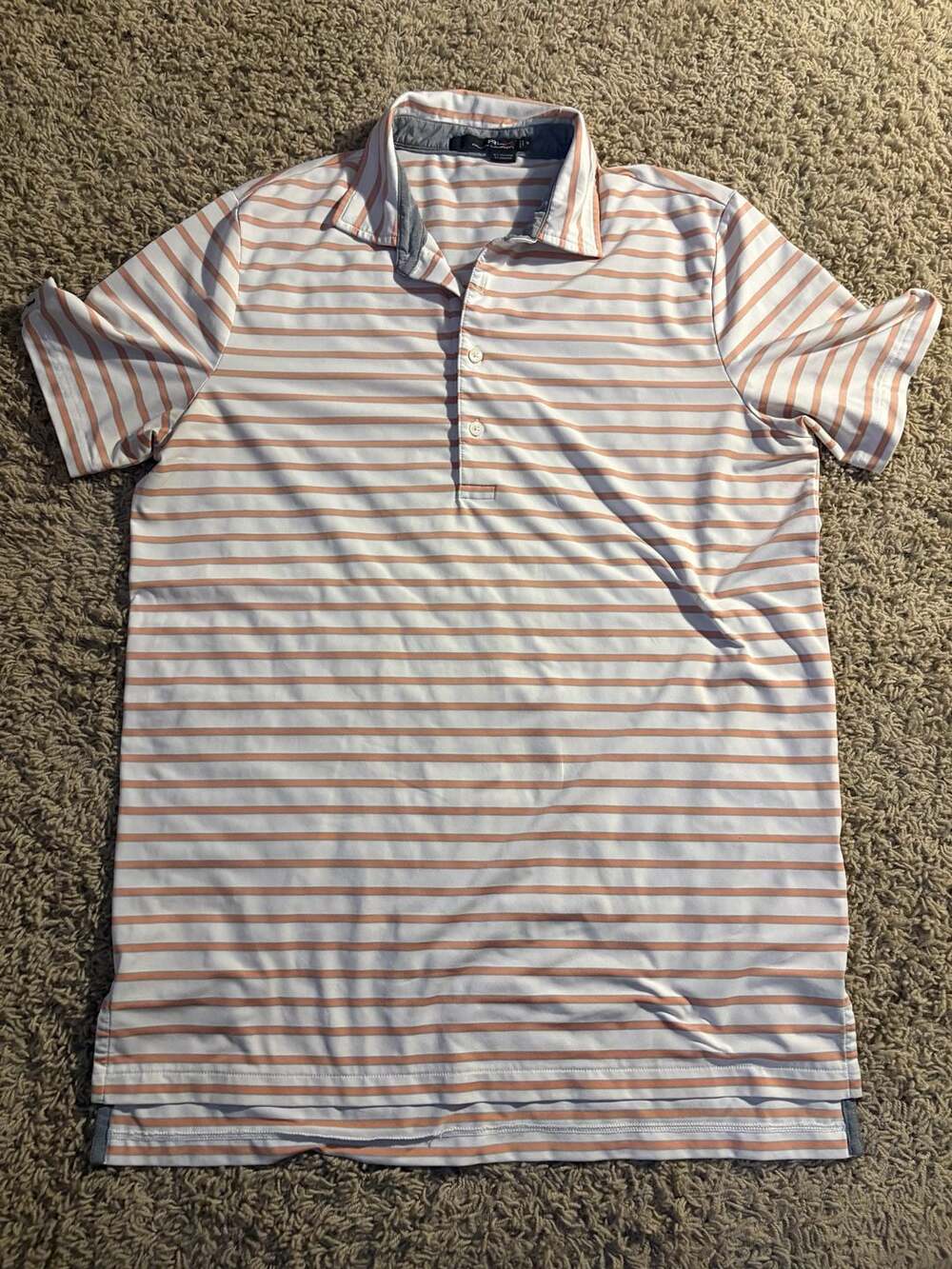 RLX Ralph Lauren Striped Polo Shirt XL Orange White Short Sleeve Golf